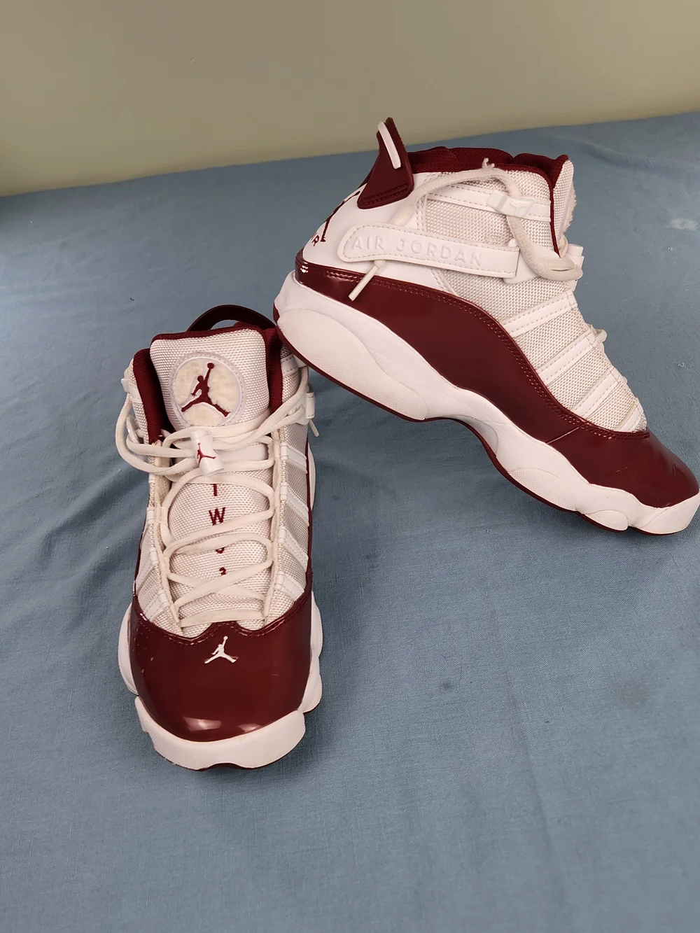 Jordan 6 Rings White Burgundy Basketball Sneakers Mens 7.5 Womens 9